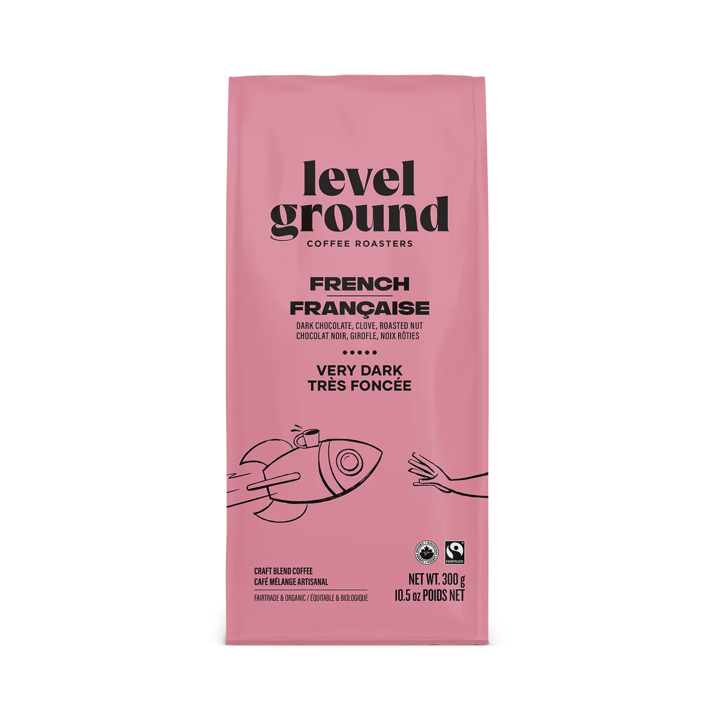 Level Ground Trading Organic French Very Dark Roast Coffee Ground 300g