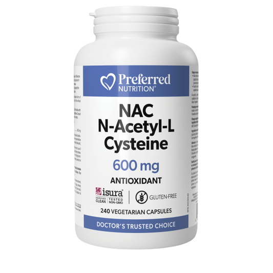 Preferred Nutrition NAC N-Acetyl-L-Cysteine 600 mg 240 Vegetarian Capsules