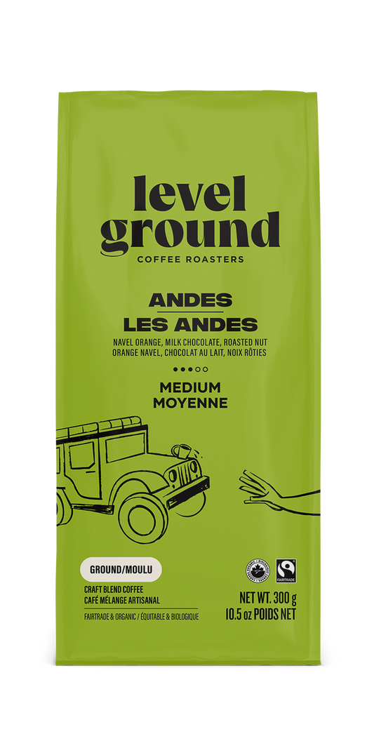 Level Ground Trading Andes Mountains Organic Ground Coffee 300g