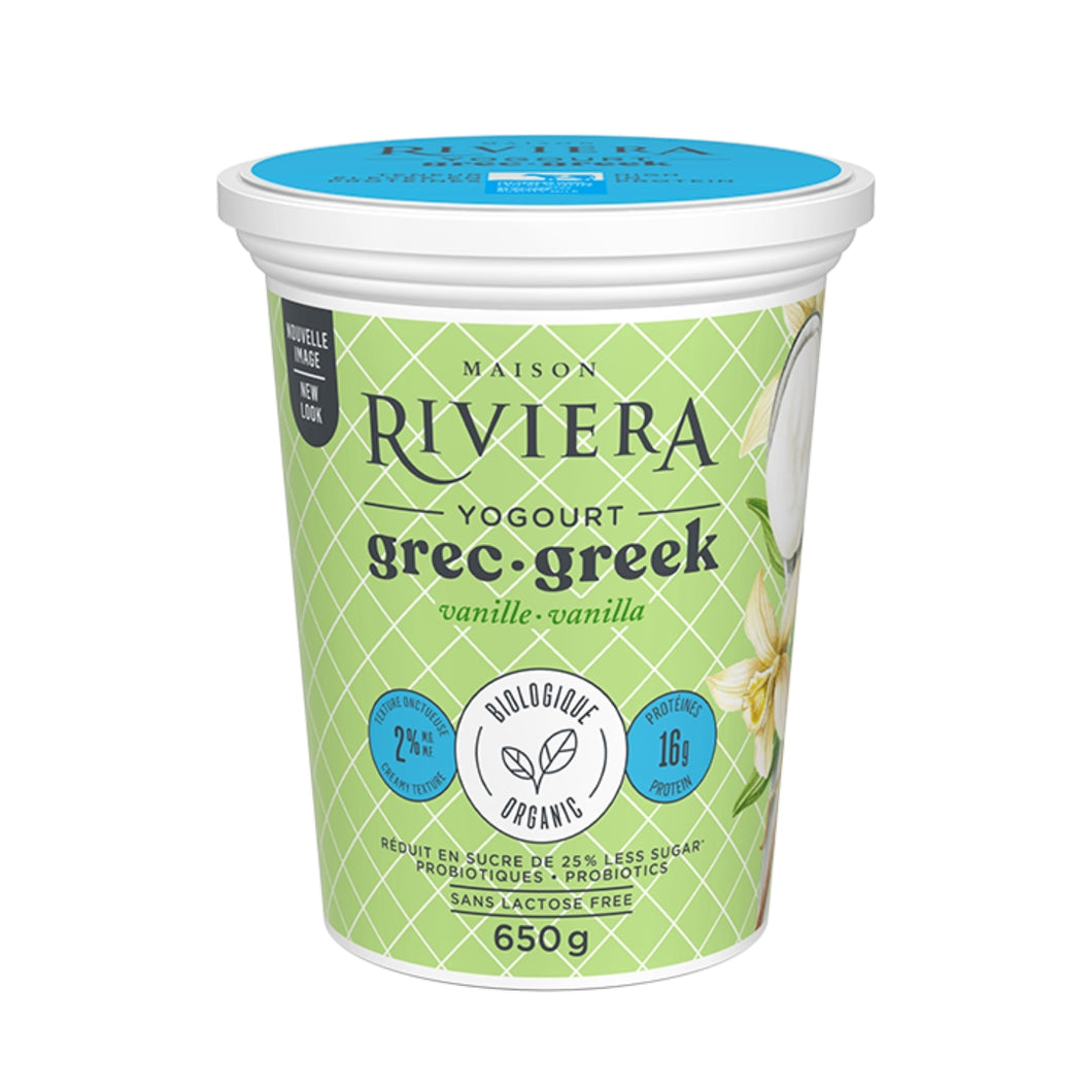 Maison Riviera Organic No Sugar Added Vanilla Greek Yogurt 2% 650g