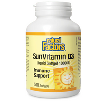 Load image into Gallery viewer, Natural Factors Vitamin D3 1000 IU 500 Softgels
