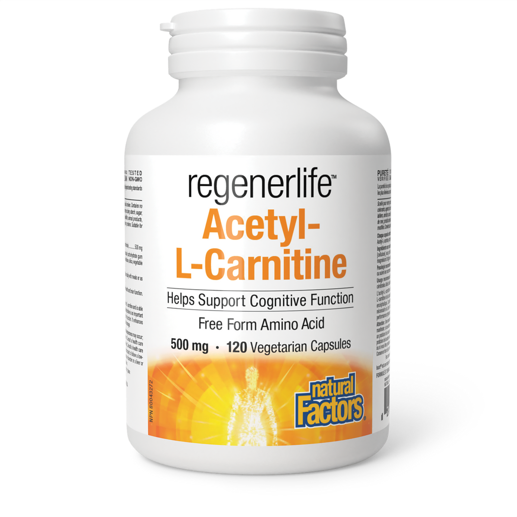 Natural Factors Regenerlife Acetyl-L-Carnitine 500mg 120 Vegetarian Capsules