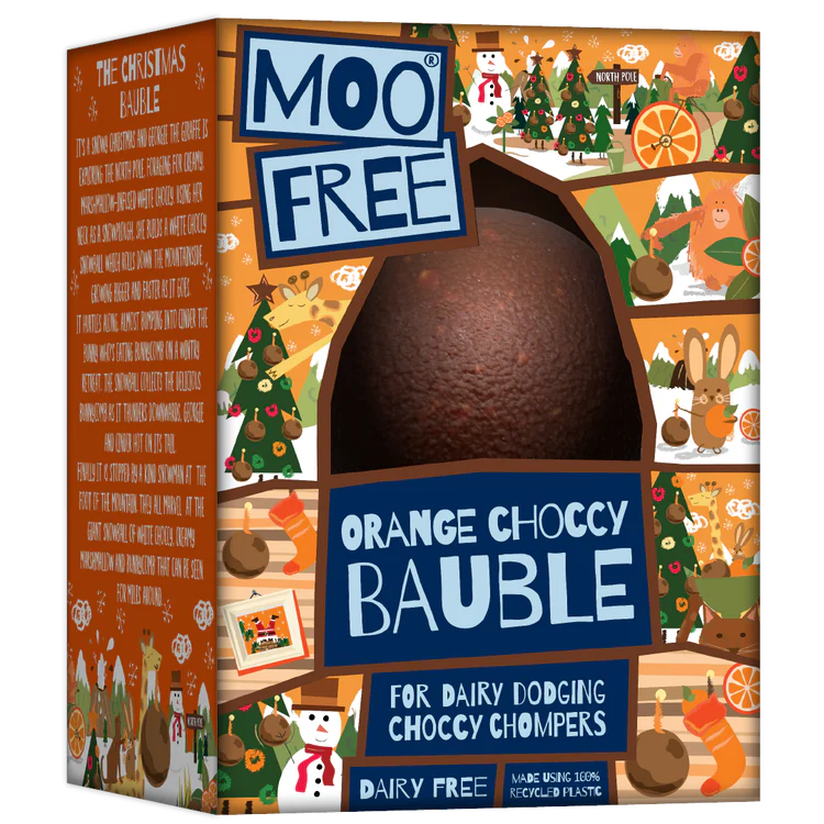 Moo Free Orange Choccy Christmas Bauble 65g
