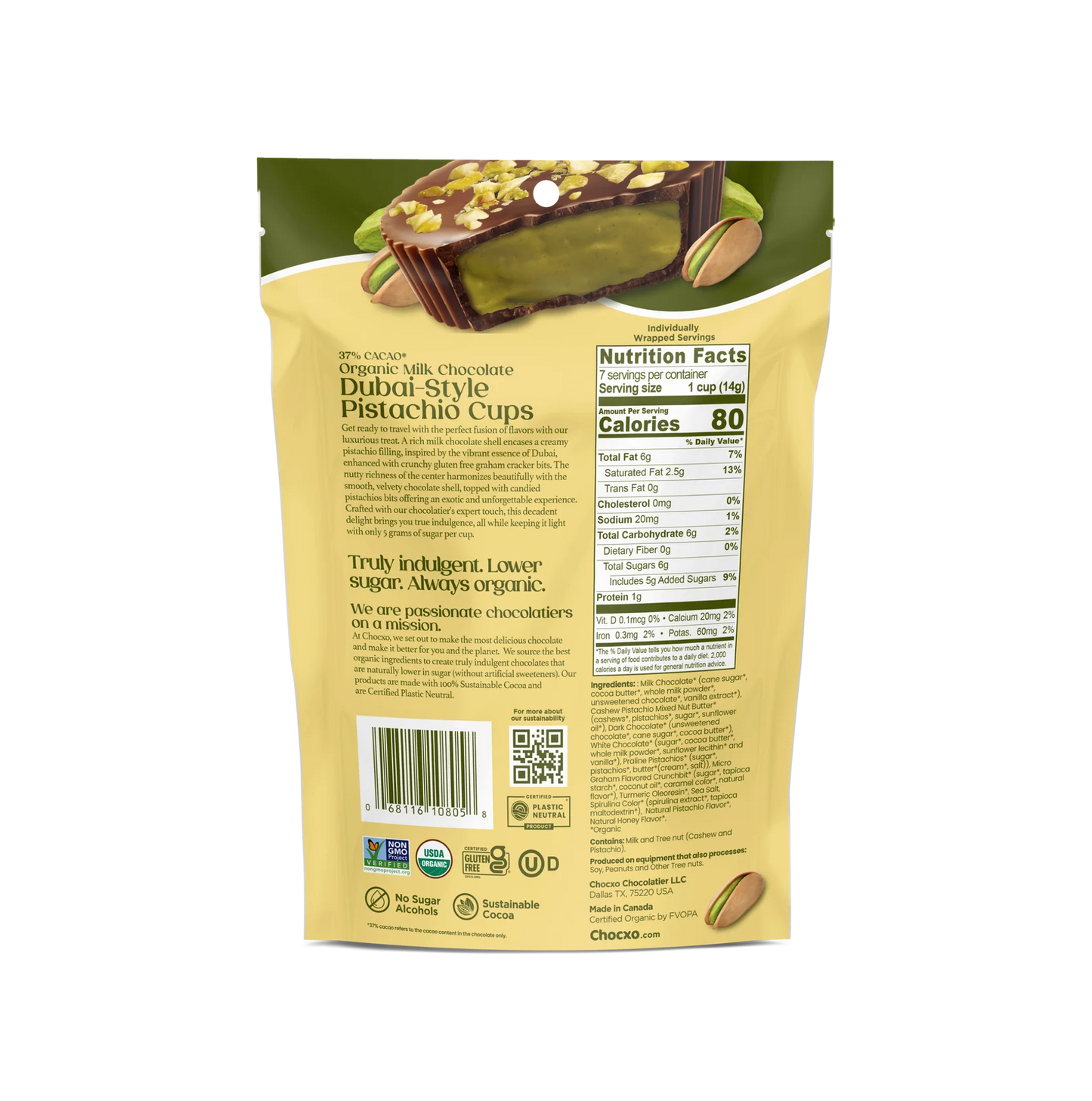 ChocXo Milk Choc Dubai Style Pistachio Cup 98g