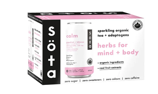 SOTA Org Sparkling Tea Grapefruit Hibiscus Calm 355ml 6pk