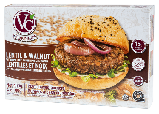 Vegan Gourmet Lentil and Walnut Burger 4 Pack 400g