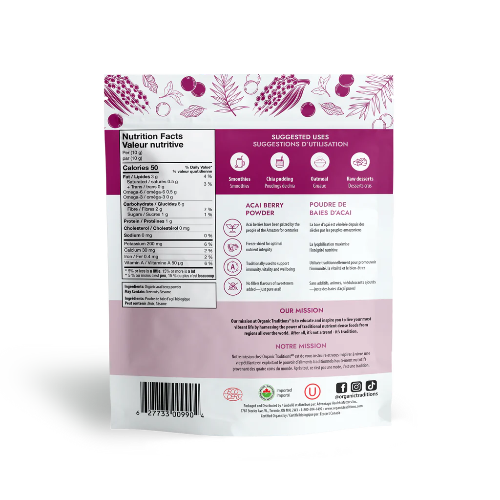 Organic Traditions Acai Berry Powder Cold Dried 100g