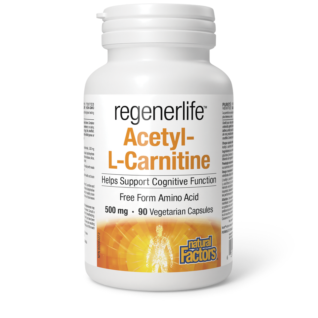 Natural Factors Regenerlife Acetyl-L-Carnitine 500mg 90 Vegetarian Capsules