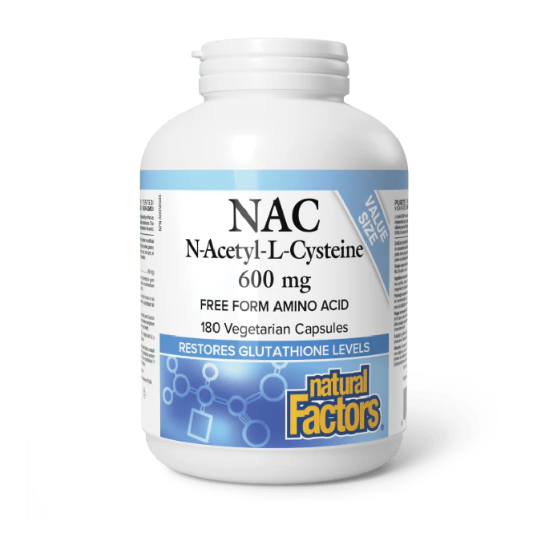 Natural Factors NAC N-Acetyl-L-Cysteine 600mg 180 Vegetarian Capsules