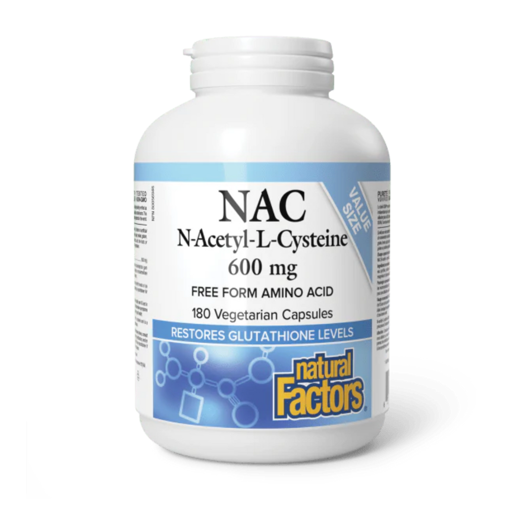 Natural Factors NAC N-Acetyl-L-Cysteine 600mg 180 Vegetarian Capsules