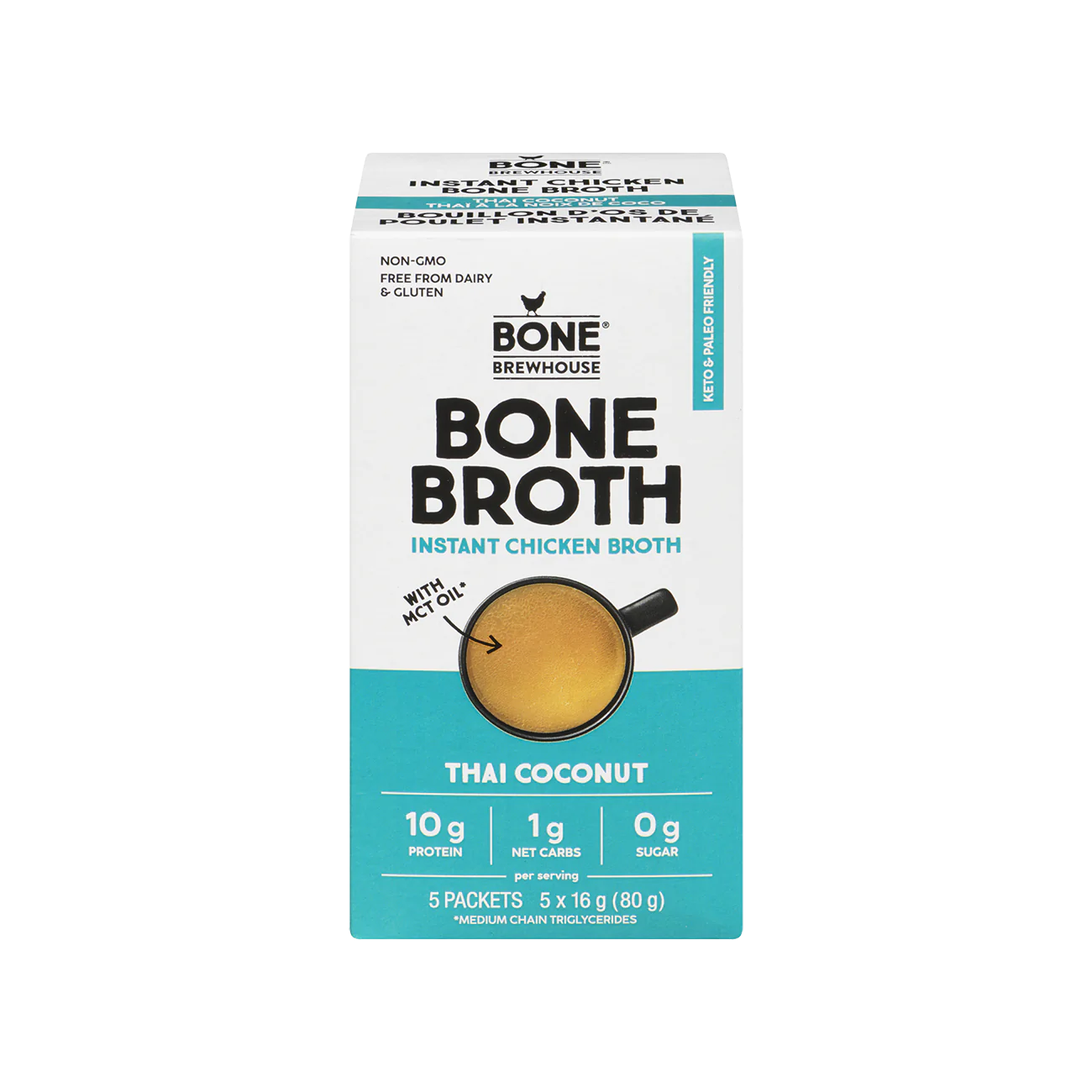 BoneBrewhouse Thai Coconut Instant Chicken Bone Broth 80g 5pk