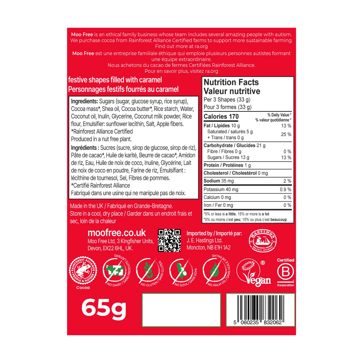 Moo Free Caramel Festive Filled Shapes 65g