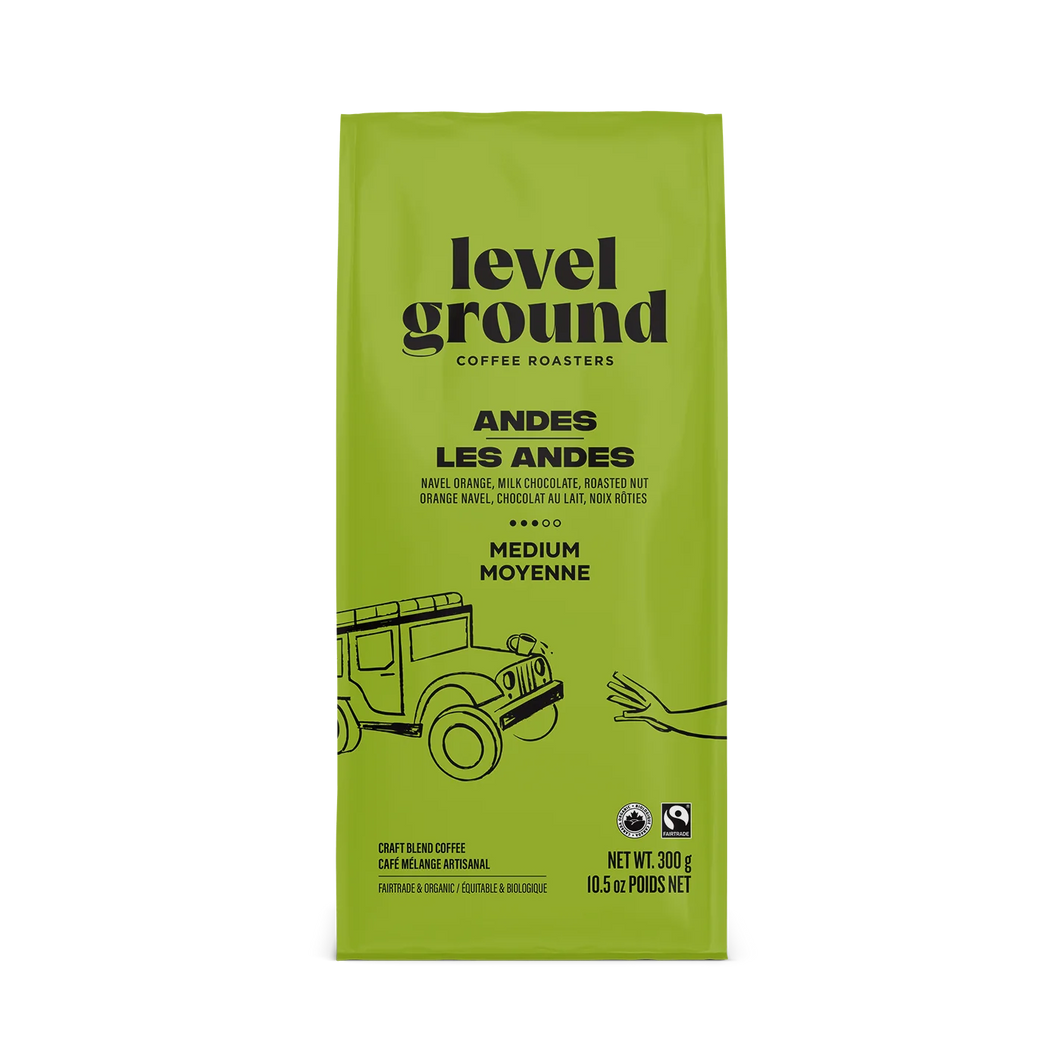 Level Ground Trading Organic Andes Mountains Coffee Whole Bean 300g