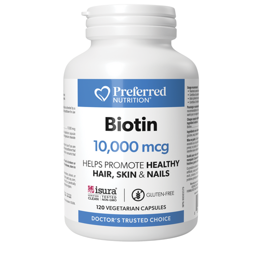 Preferred Nutrition Biotin 10,000mcg 120 Vegetarian Capsules