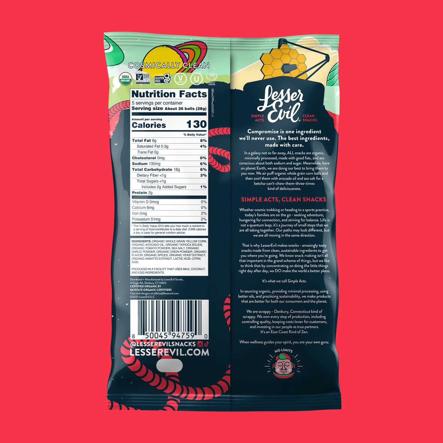 Lesser Evil Pizza Space Balls 142g