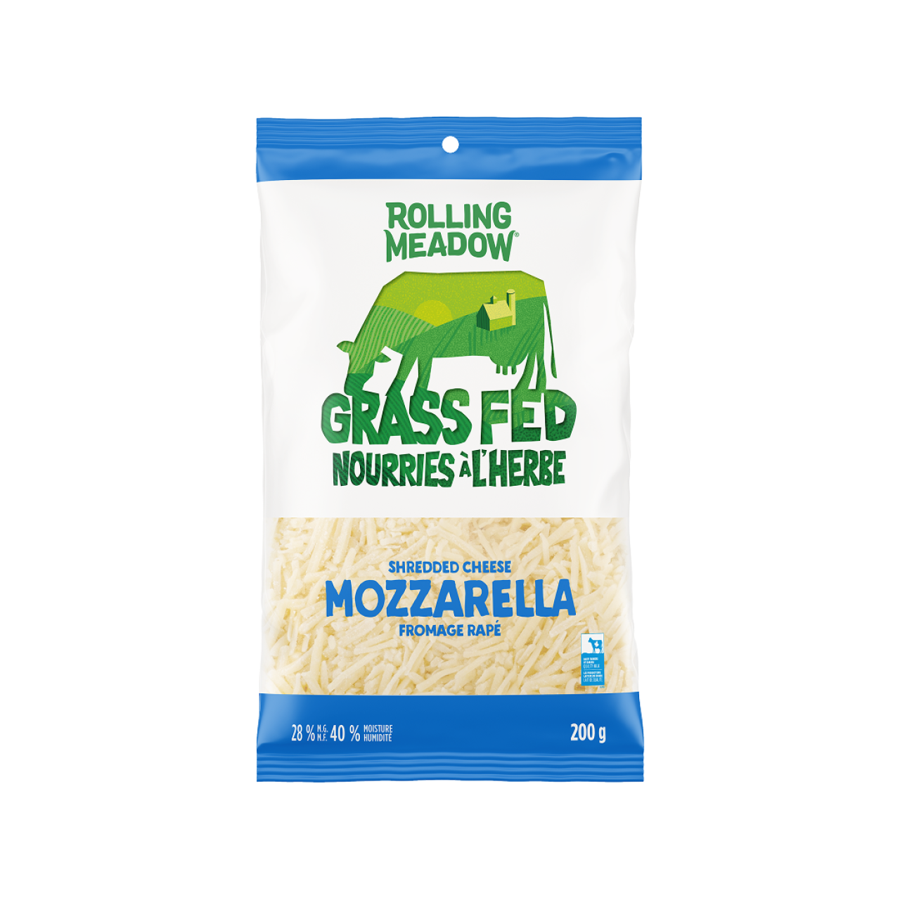 Rolling Meadow Grass Fed Mozzarella Shredded Cheese 200g