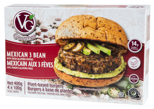Vegan Gourmet Mexican 3 Bean Burger 4 Pack 400g