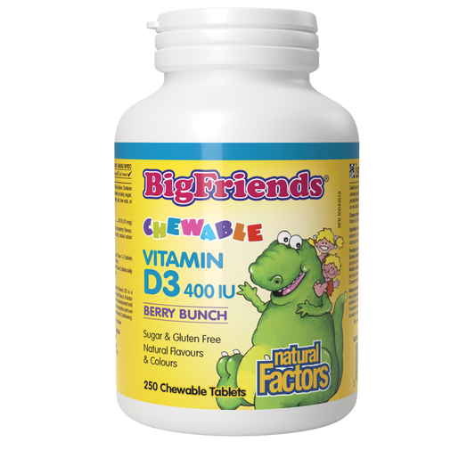 Natural Factors Big Friends Vitamin D 400 IU Berry Bunch Flavour 250 Chewable Tablets