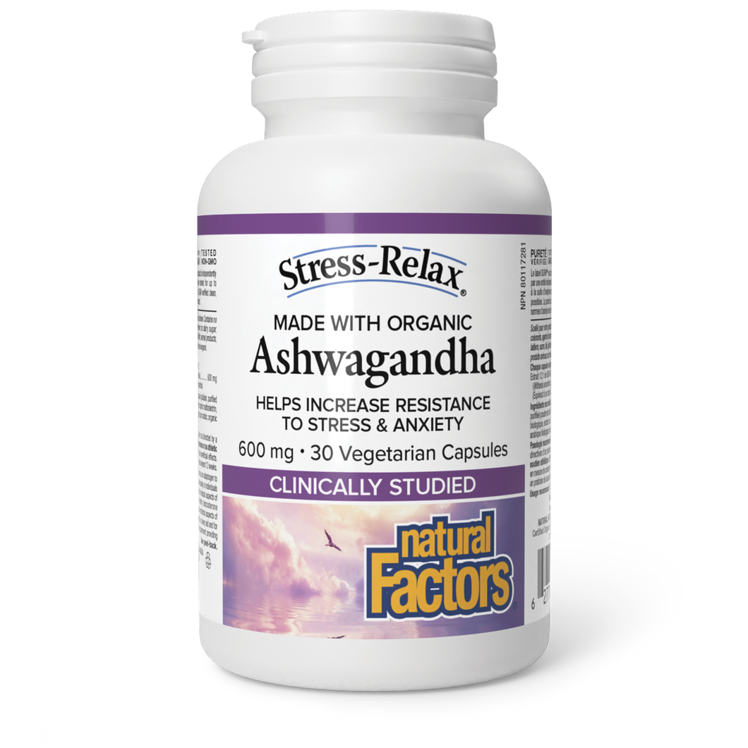 Natural Factors Stress-Relax Ashwagandha 600mg 30 Vegetable Capsules