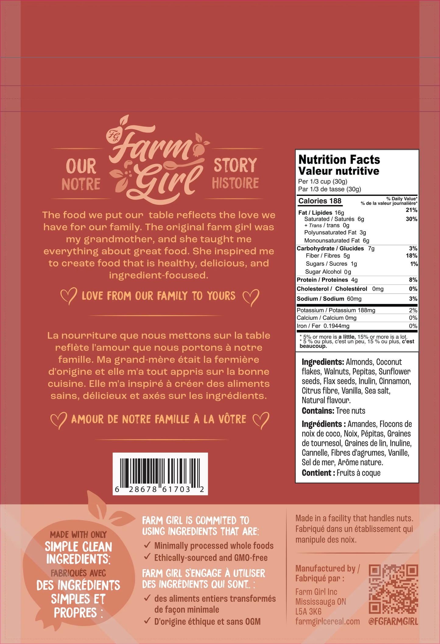 Farm Girl Keto Mix Cinnamon Maple Granola Cereal 300g