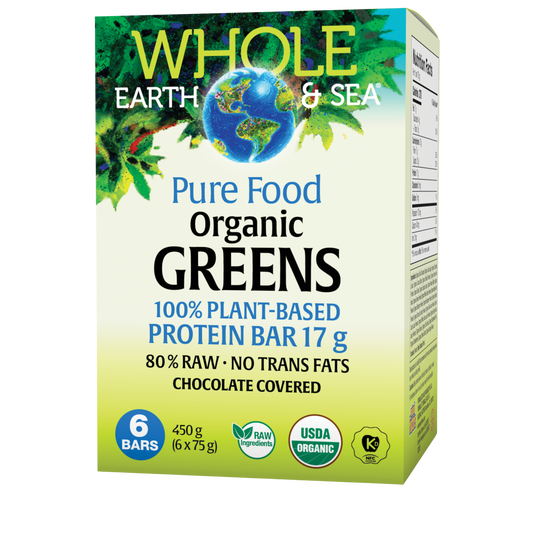 Whole Earth and Sea Organic Vegan Greens Protein Bar 17g 6 Pack