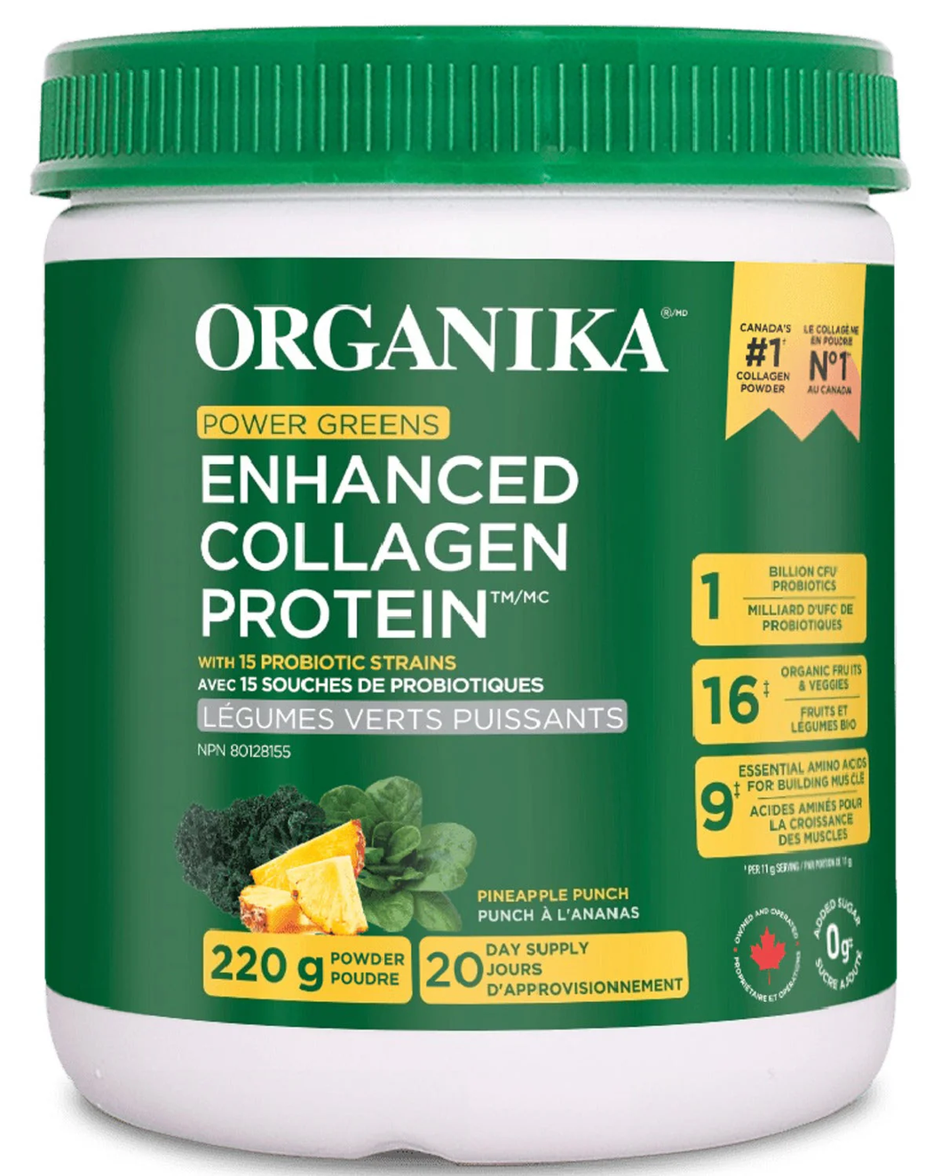 Organika Enhanced Collagen Greens Powder 220g