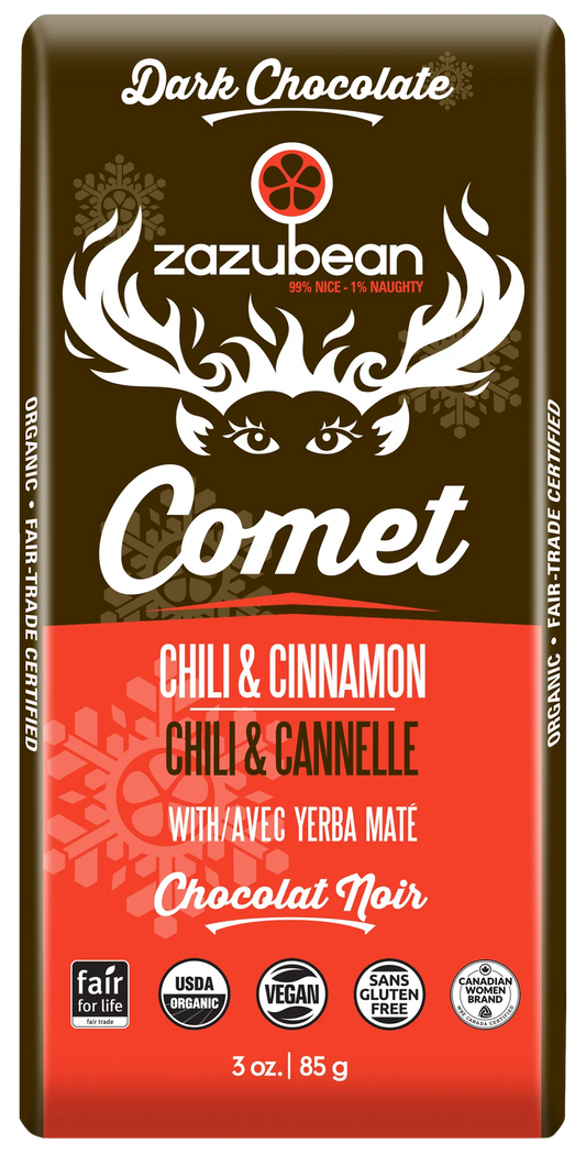 Zazubean Org Comet Chili Cinnamon Chocolate Bar 85g