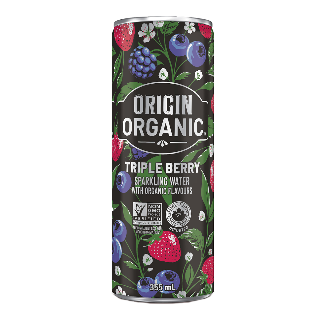 Origin Organic Sparkling Water Triple Berry 355ml