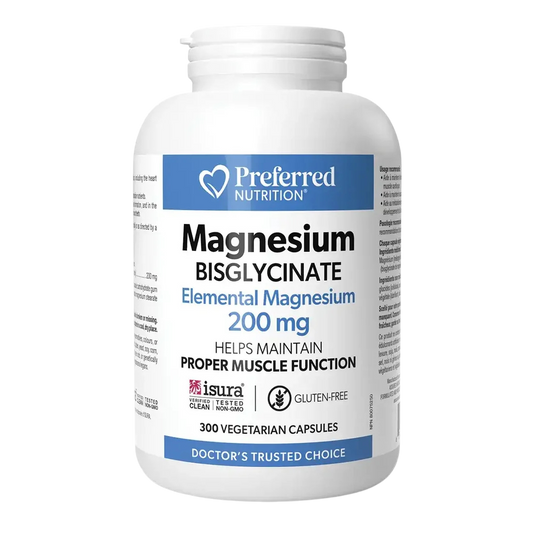 Preferred Nutrition Magnesium Bisglycinate 200mg 300 Vegetarian Capsules