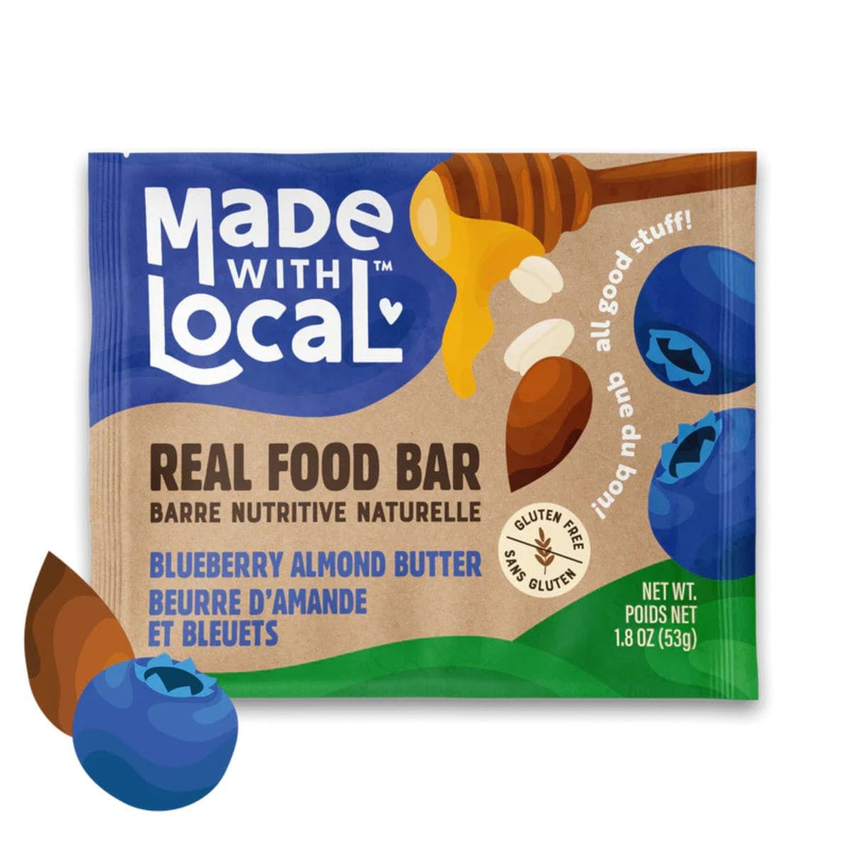 Made With Local Blueberry Almond Butter Bar 53g