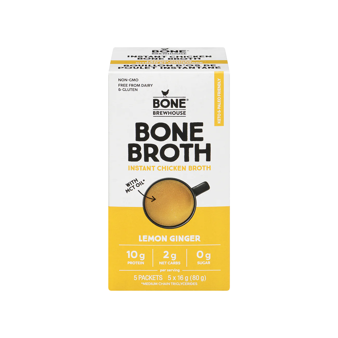 Bone Brewhouse Lemon Ginger Instant Chicken Bone Broth 80g 5pk