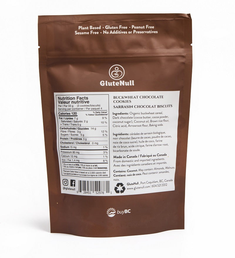 GluteNull Organic Buckwheat Chocolate Cookies 132g