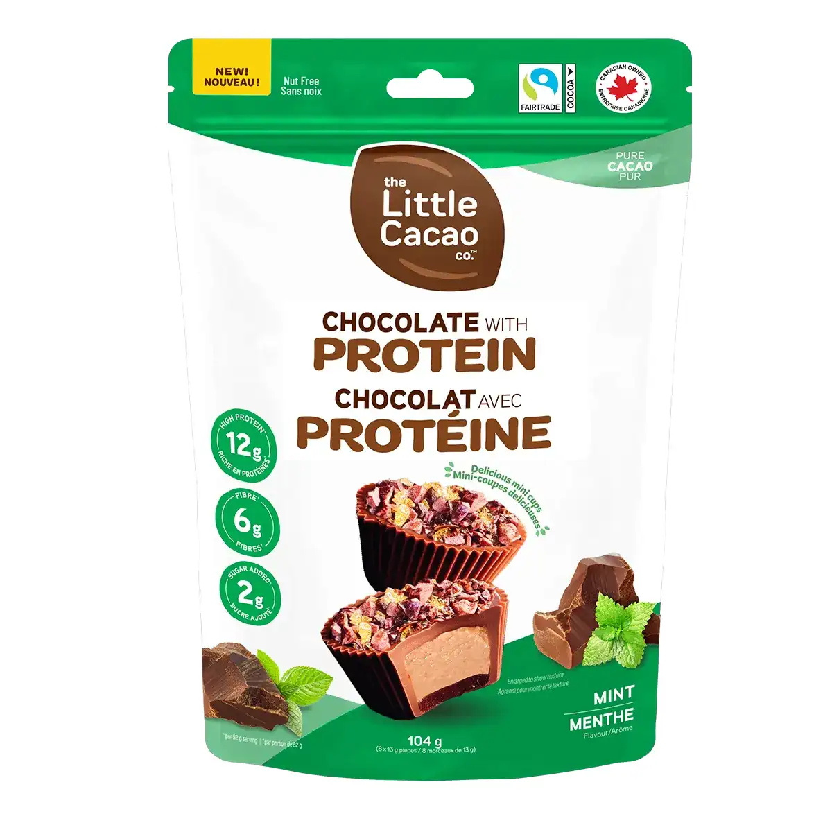 The Little Cacao Co. Mini Mint Chocolate Protein Cups 104g