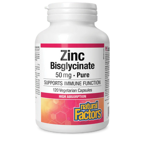 Natural Factors Zinc Bisglycinate 50mg 120 Vegetarian Capsules