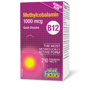 Natural Factors Methylcobalamin B12 1000mcg 210 Sublingual Tablets Bonus Size