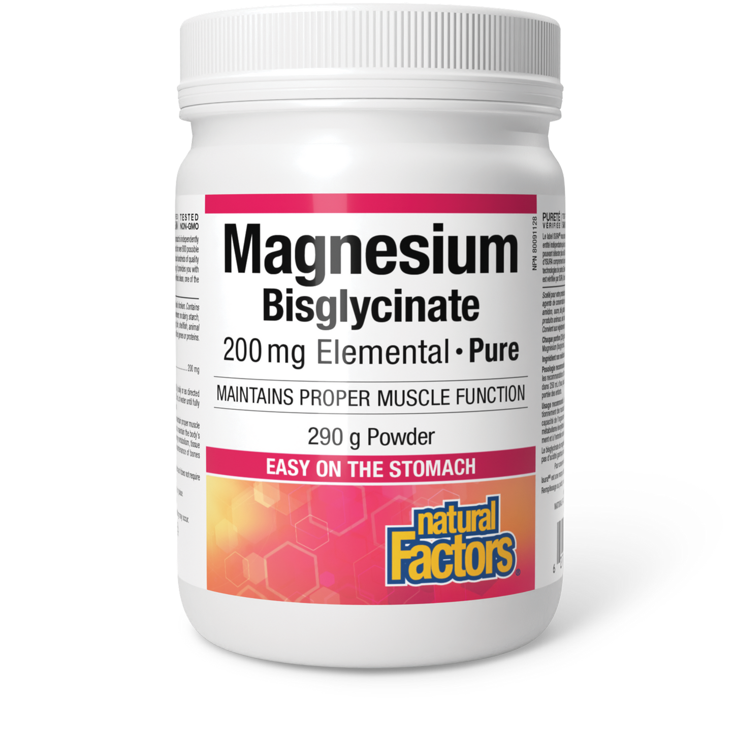 Natural Factors Magnesium Bisglycinate Pure Powder 200mg 240g