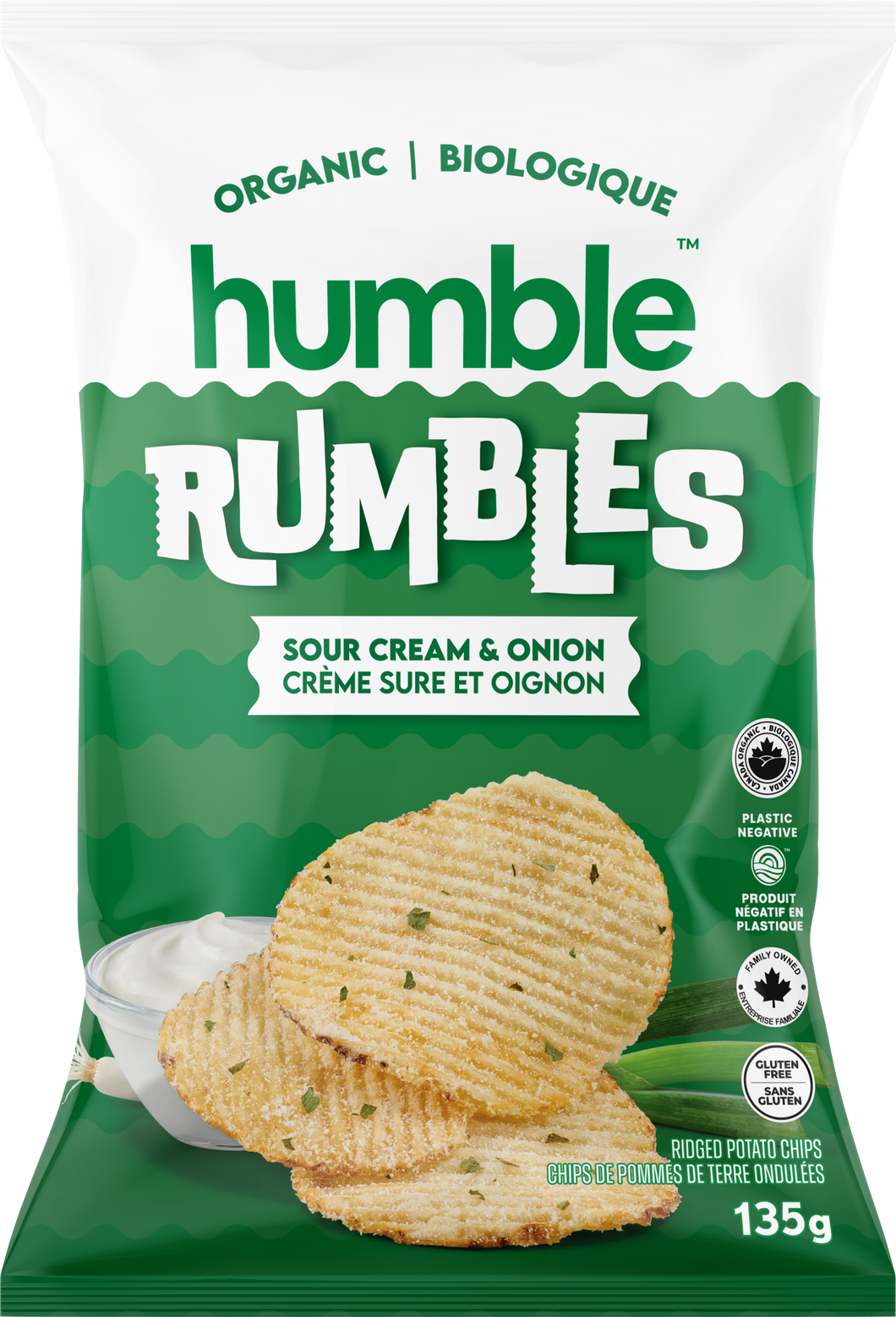 Humble Potato Company Organic Sour Cream Onion Rumbles Chips 135g