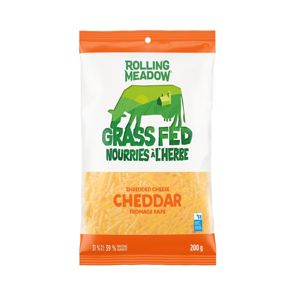 Rolling Meadow Grass Fed Cheddar Shredded Cheese 200g
