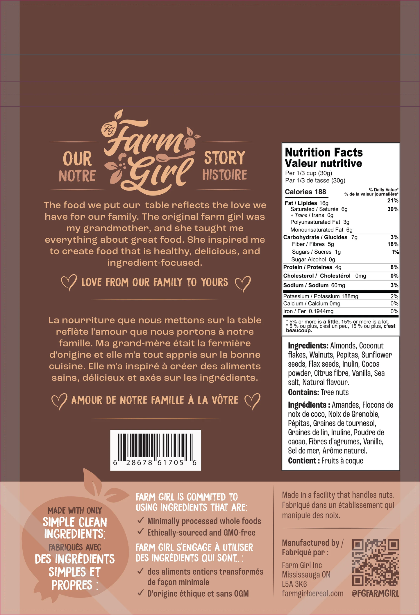 Farm Girl Chocolate Cluster Granola Cereal 300g