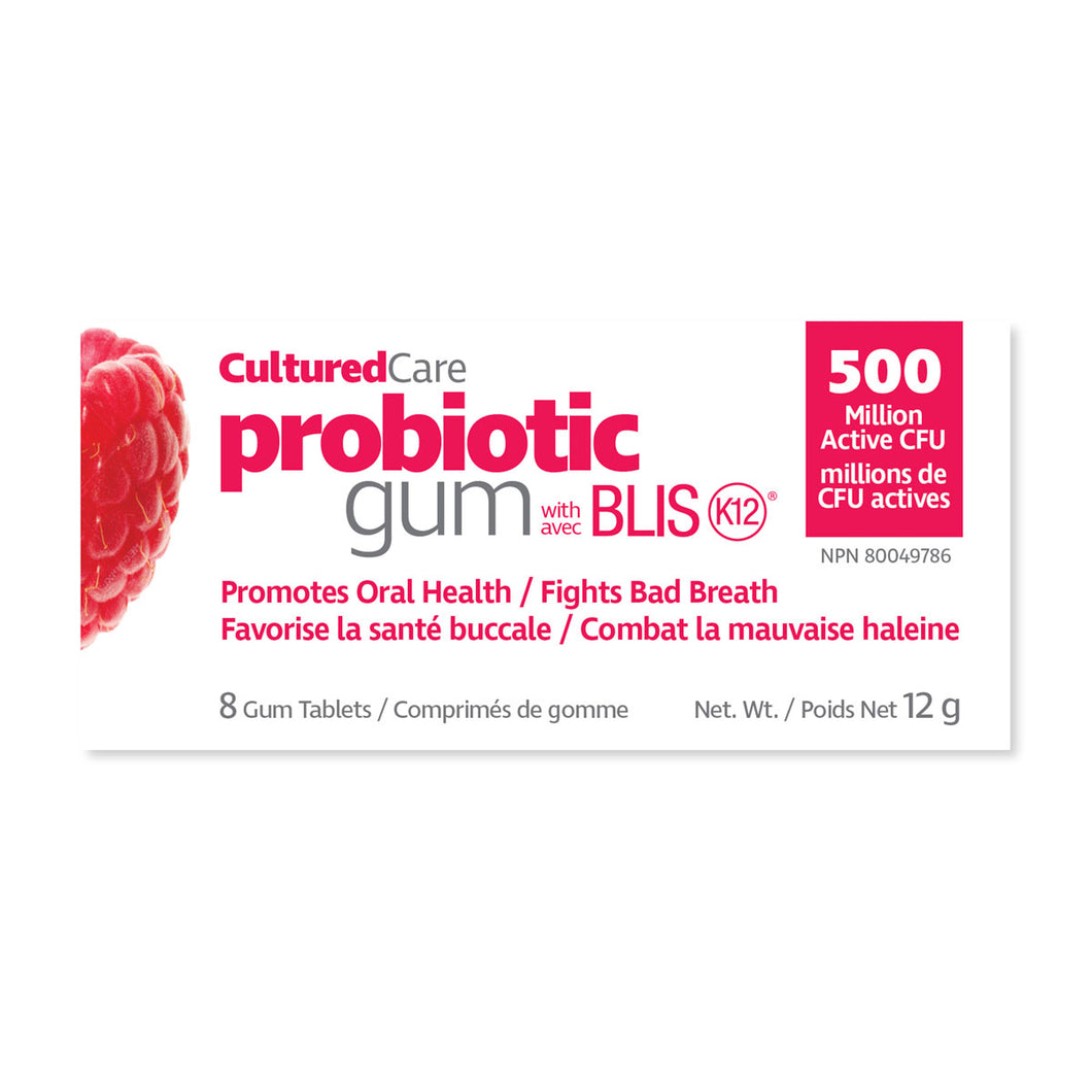 CulturedCare Probiotic Gum Raspberry Pomegranate8 tab