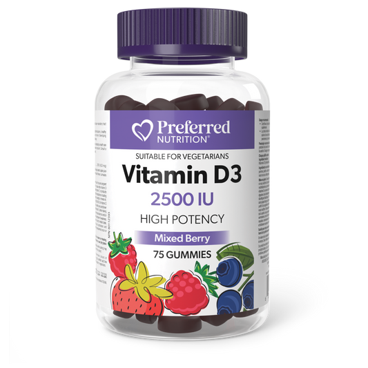 Preferred Nutrition Mixed Berry Vitamin D3 Gummies 2500IU 75 Gummies