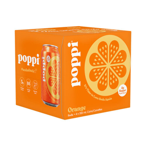 Poppi Soda Orange 355ml 4pk