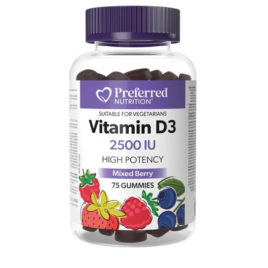 Preferred Nutrition Mixed Berry Vitamin D3 Gummies 2500IU 75 Gummies