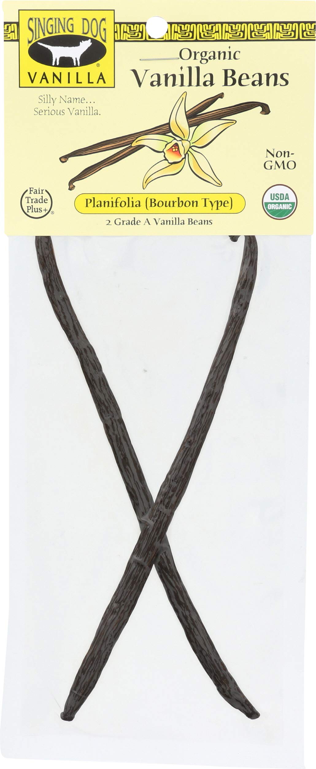 Singing Dog Organic Vanilla Beans Indonesian 2ct