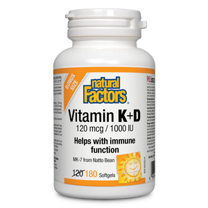 Natural Factors Vitamin K2 and D3 120 Softgels (Bonus 60 Softgels Free!)
