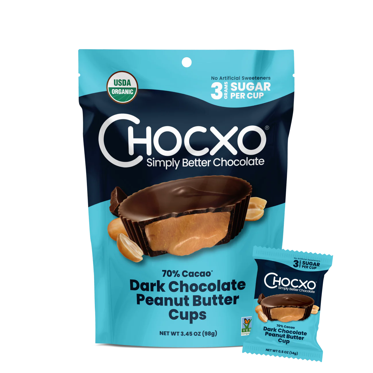 ChocXO 70% Dark Chocolate Peanut Butter Cups 98g