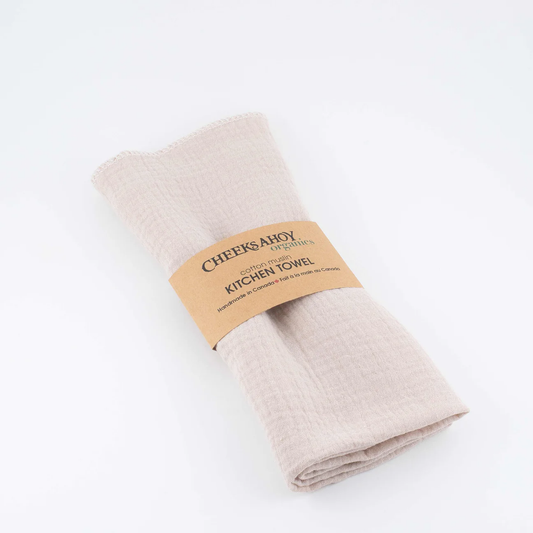 Cheeks Ahoy Organic Cotton Muslin Kitchen Towel Biscotti