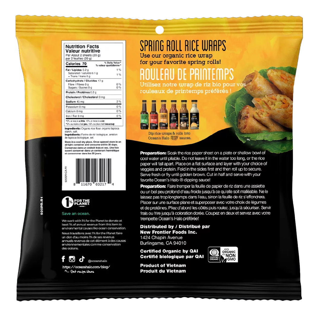 Ocean's Halo Organic Spring Roll Rice Paper Wraps 120g