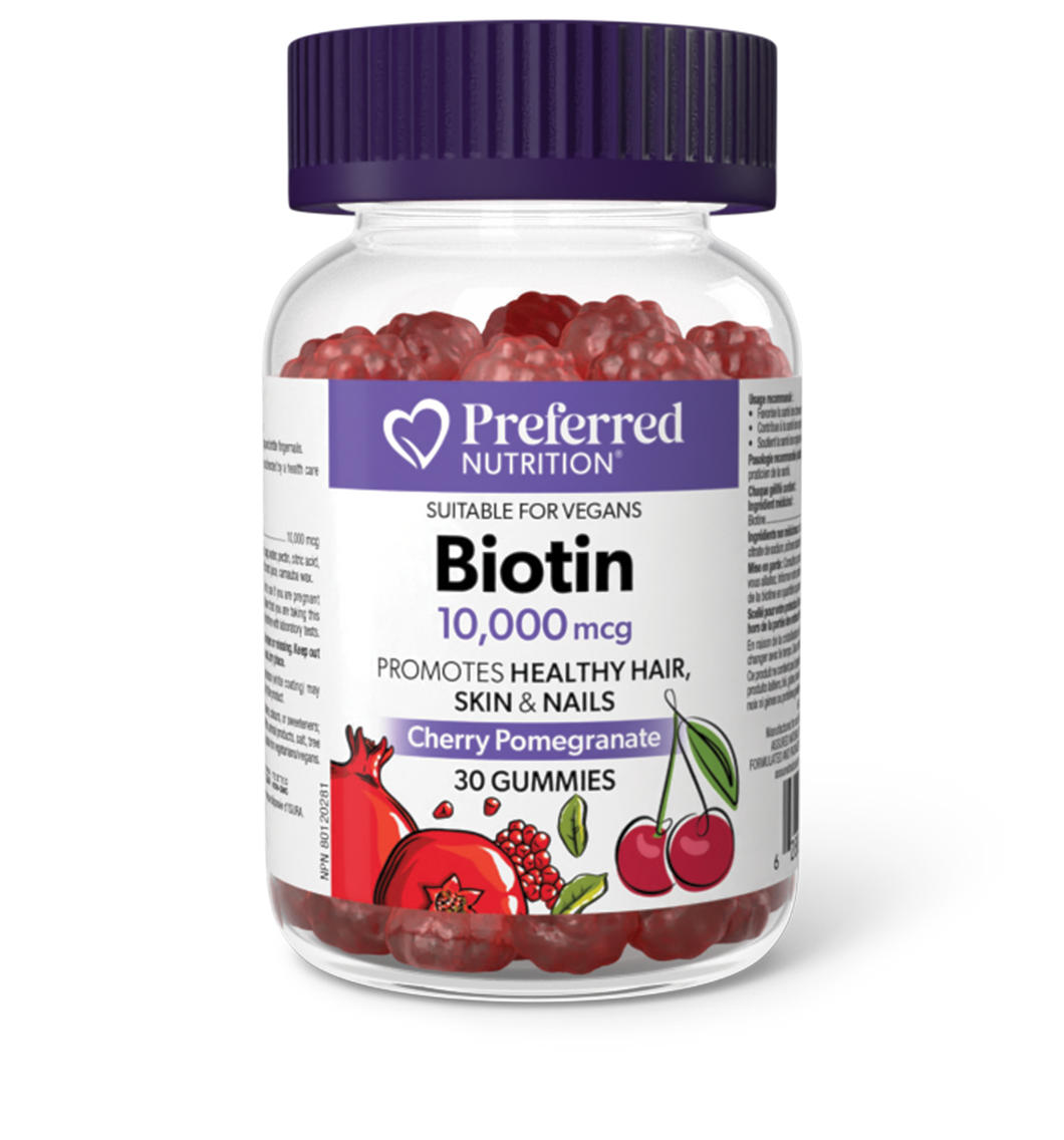 Preferred Nutrition Cherry Pomegranate Biotin Gummies 10 000mcg 30 Gummies