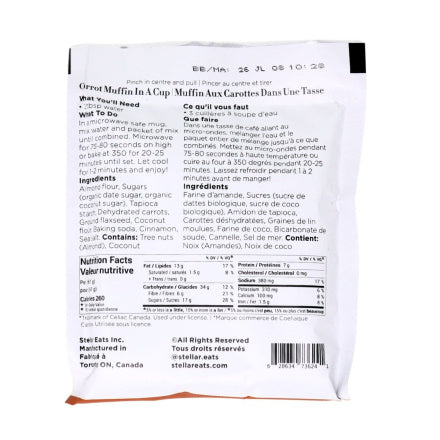 Stellar Eats Instant Treat Grain Free Carrot Cake Muffin In a Cup 61g